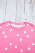 Heart Print Long Sleeve Crew Neck Lounge Set