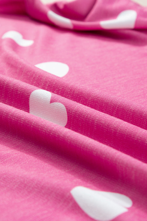 Heart Print Long Sleeve Crew Neck Lounge Set