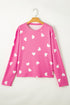 Heart Print Long Sleeve Crew Neck Lounge Set