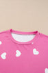 Heart Print Long Sleeve Crew Neck Lounge Set