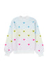 Heart Print Mock Neck Balloon Sleeve Knit Sweater