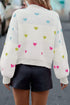 Heart Print Mock Neck Balloon Sleeve Knit Sweater