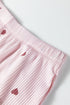Heart Print Ribbed Knit Short Sleeve Two Piece Lounge Set