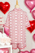 Heart Print Ribbon Bow Ruffled Viscose Pajama Set