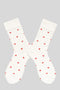 Heart Print Ruffle Cuff Cotton Crew Socks