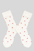 Heart Print Ruffle Cuff Cotton Crew Socks