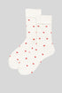 Heart Print Ruffle Cuff Cotton Crew Socks