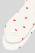 Heart Print Ruffle Cuff Cotton Crew Socks