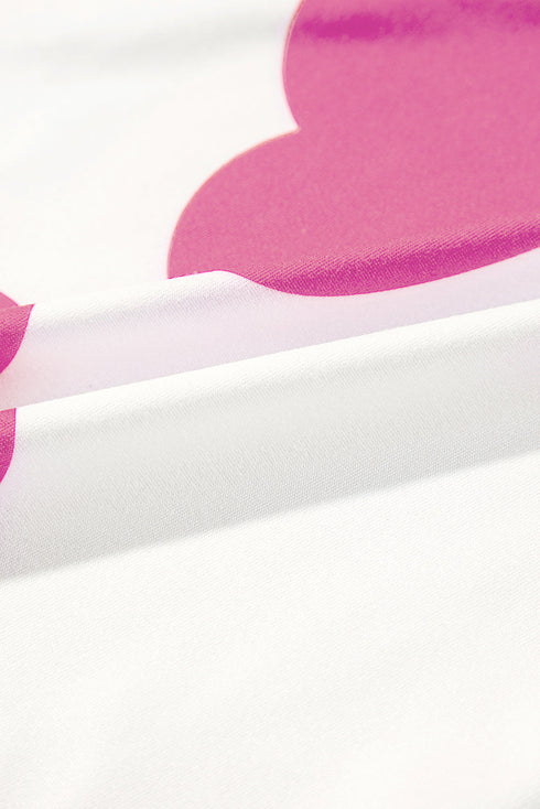 Heart Print Ruffle Strap Peplum Tank Lounge Set