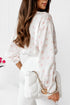 Heart Print Satin Long Sleeve Button Down Shirt