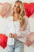 Heart Print Satin Long Sleeve Button Down Shirt