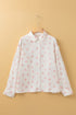 Heart Print Satin Long Sleeve Button Down Shirt