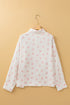 Heart Print Satin Long Sleeve Button Down Shirt