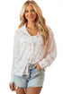 Heart Print Satin Long Sleeve Button Down Shirt