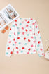 Heart Print Sheer Mesh Long Sleeve Crew Neck Top
