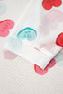 Heart Print Sheer Mesh Long Sleeve Crew Neck Top