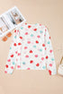 Heart Print Sheer Mesh Long Sleeve Crew Neck Top