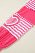 Heart Print Striped Patchwork Long Sleeve Cotton Top