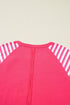 Heart Print Striped Patchwork Long Sleeve Cotton Top