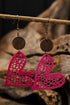 Heart Shape Faux Leather Hollow Out Dangle Earrings