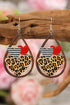 Heart Shaped Wooden Hollow Cutout Animal Pattern Earrings