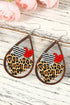 Heart Shaped Wooden Hollow Cutout Animal Pattern Earrings