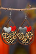 Heart Shaped Wooden Hollow Cutout Animal Pattern Earrings