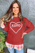 Heart XOXO Chenille Embroidered Textured Sweatshirt