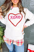 Heart XOXO Chenille Embroidered Textured Sweatshirt