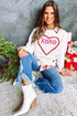 Heart XOXO Chenille Embroidered Textured Sweatshirt