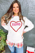 Heart XOXO Chenille Embroidered Textured Sweatshirt