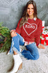 Heart XOXO Chenille Embroidered Textured Sweatshirt