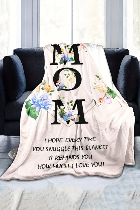 Heartfelt Message Floral Print Soft Flannel Throw Blanket