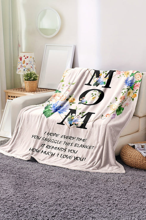 Heartfelt Message Floral Print Soft Flannel Throw Blanket