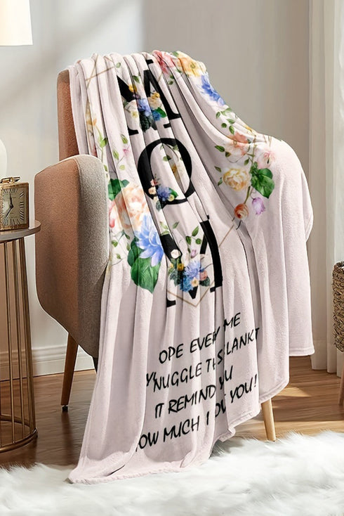 Heartfelt Message Floral Print Soft Flannel Throw Blanket