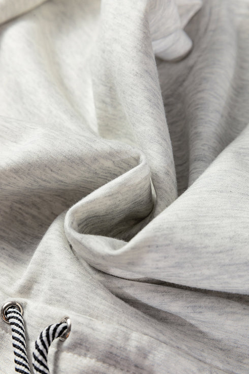Heathered Adjustable Drawstring Waist Crew Neck Sweatshirt