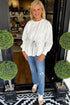 Heathered Adjustable Drawstring Waist Crew Neck Sweatshirt