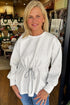Heathered Adjustable Drawstring Waist Crew Neck Sweatshirt
