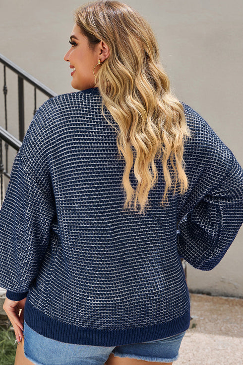 Heathered Knit Plus Size Drop Shoulder Sweater