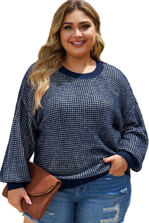 Heathered Knit Plus Size Drop Shoulder Sweater