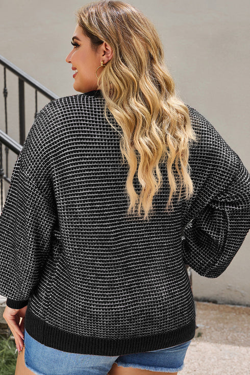 Heathered Knit Plus Size Drop Shoulder Sweater