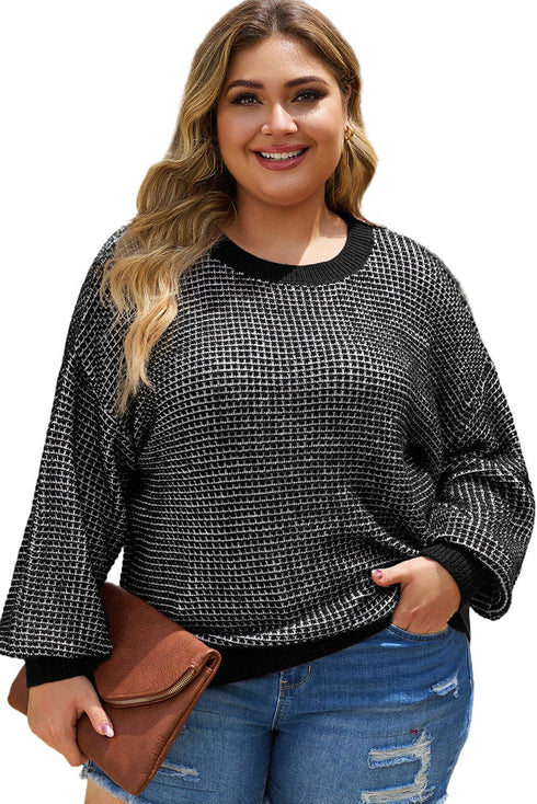 Heathered Knit Plus Size Drop Shoulder Sweater