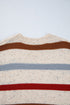 Heathered Knit Stripe Exposed Seam Drop Shoulder Sweater