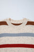 Heathered Knit Stripe Exposed Seam Drop Shoulder Sweater