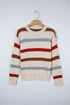 Heathered Knit Stripe Exposed Seam Drop Shoulder Sweater