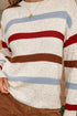 Heathered Knit Stripe Exposed Seam Drop Shoulder Sweater