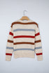 Heathered Knit Stripe Exposed Seam Drop Shoulder Sweater