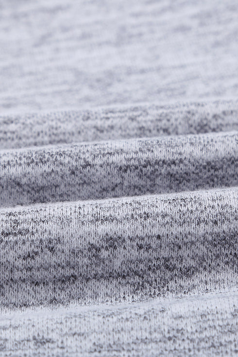 Heathered Print Button Snap Neck Pullover Hoodie