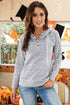 Heathered Print Button Snap Neck Pullover Hoodie