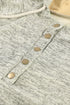Heathered Print Button Snap Neck Pullover Hoodie